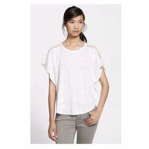 Rebecca Taylor White Linen & Lace Top Sz M